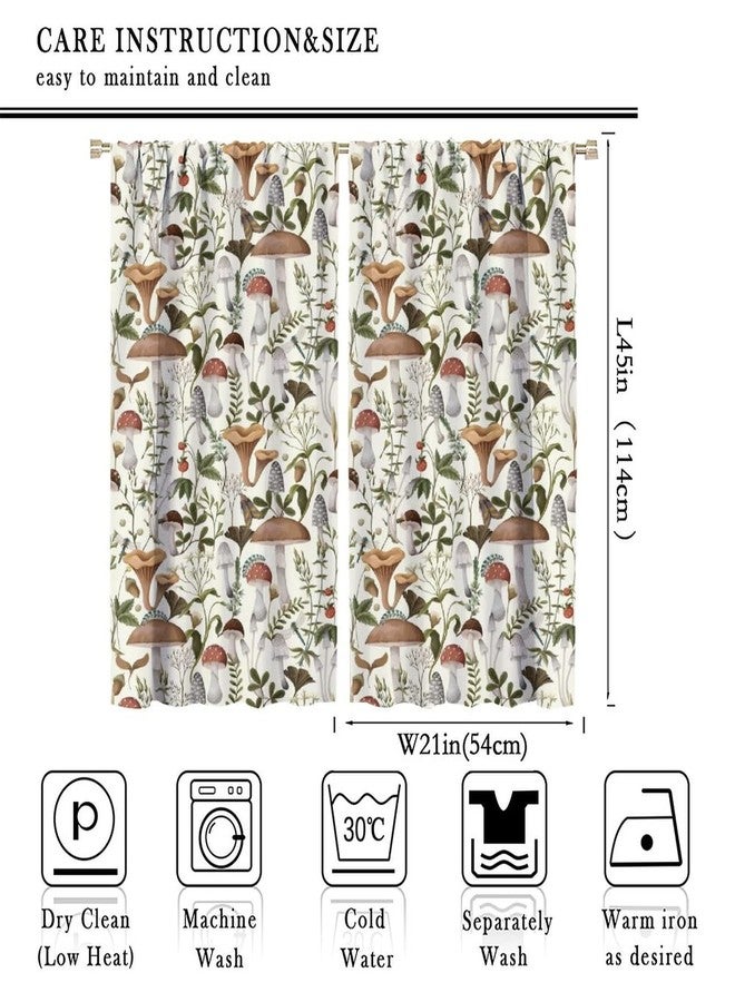 YCness Mushroom Curtains, Colorful Cartoon Abstract Botanical Plants Print Window Treatments for Living Room, Mushroom Seamless Home Decor White Curtain 2 Panel,42x45 Inch - Image 2